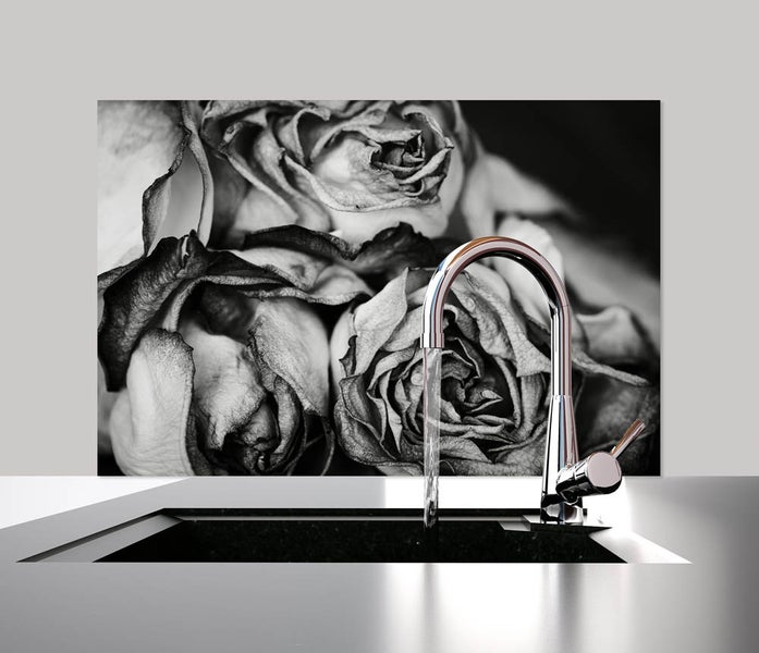 Küchen Spritzschutz | Küchenrückwand | Alu-DiBond | Fliesenschutz für den Herd und Spüle | Küche | Küchenfliesen | Fliesenspiegel | Rückwand, Größe: 60 x 40 x 0.3 cm Küchenrückwand und Spritzschutz Rose