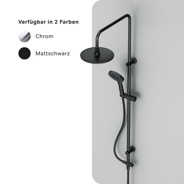 Duschsäule in Mattschwarz mit Kopf- und Handbrause