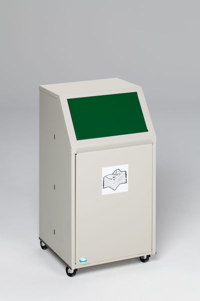 PROREGAL Robuster Wertstoffsammler Mit Einwurfklappe Für Glas Fahrbar 39 Liter HxBxT 80 x 45,5 x 45,5 cm Verzinkter Stahl Grün