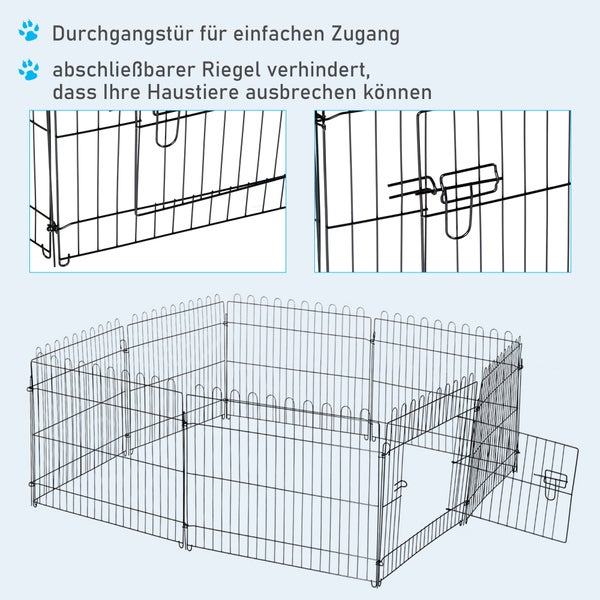 PawHut Welpenauslauf, 180B × 180T × 61H cm, Stahldraht, Schwarz