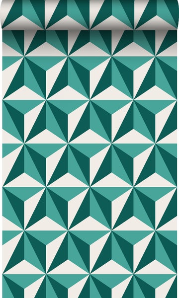 Origin Wallcoverings Tapete 3D-Muster Smaragdgrün - 53 cm x 10,05 m - 347448