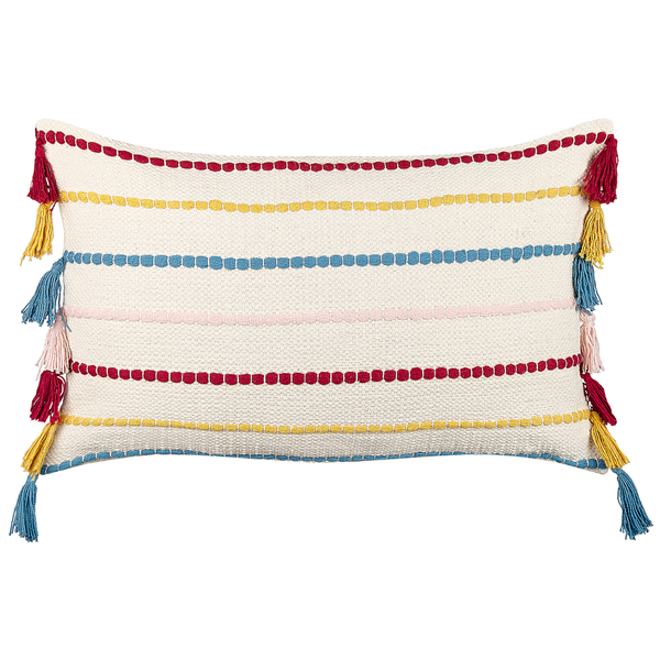 Dekokissen 2er Set AGAVE Baumwolle 40 x 60 cm Hellbeige Streifenmuster