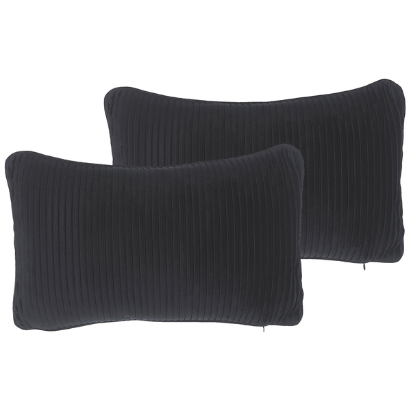 Dekokissen 2er Set GUDARI Samtstoff 30 x 50 cm Schwarz Streifenmuster
