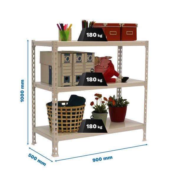 PROREGAL Schwerlastregal Small Metal Shark HxBxT 100 x 90 x 50 cm Fachlast 180 kg Weiß