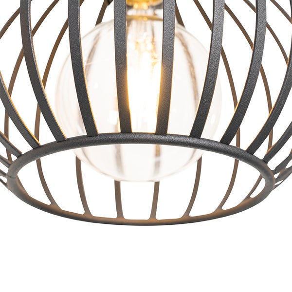 Hängelampe mit Metallkäfig und Glühbirne