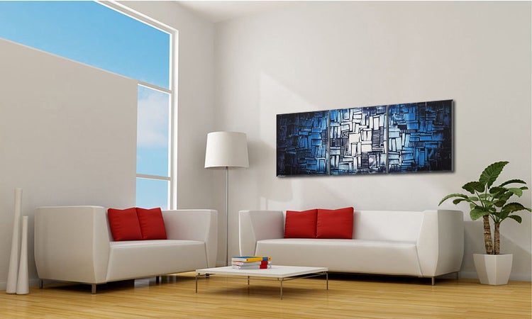 Das Wohnzimmerbild -Ice Cubes- 210x70x2 cm handgemaltes Unikat