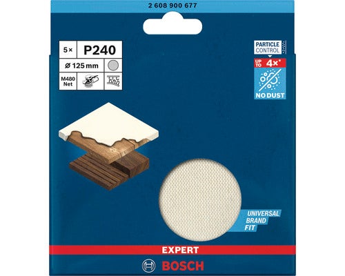 Bosch Expert M480 Net Schleifgitter Set, Körnung P240, Durchmesser 125 mm, 5 Stück