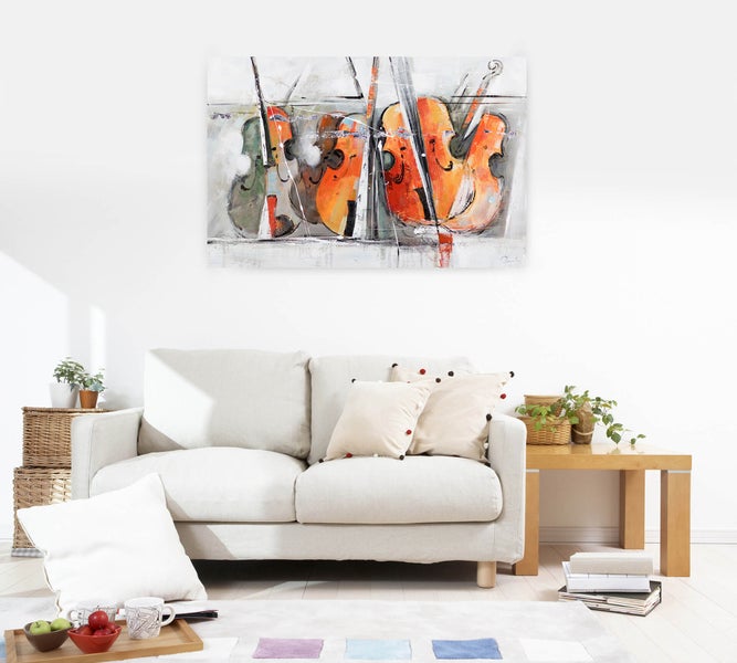 Handgemaltes Gemälde Acrylfarbe 120x80cm Orange