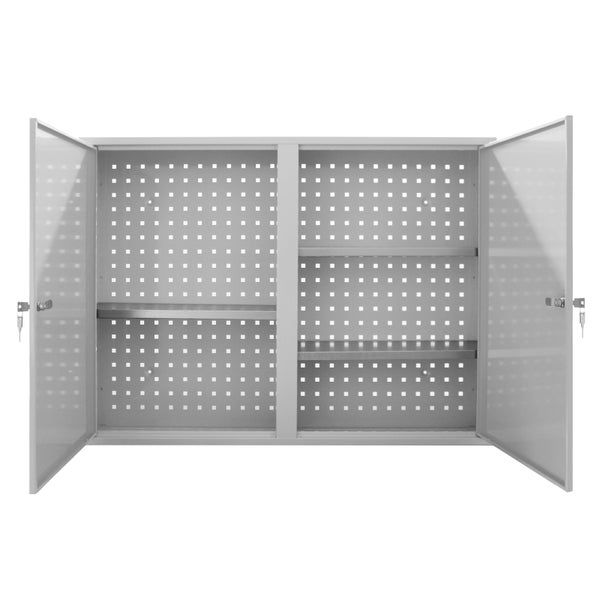 PROREGAL Werkzeugwandschrank mit 2 Türen 3 Fachboden HxBxT 75 x 100 x 20 cm Lichtgrau