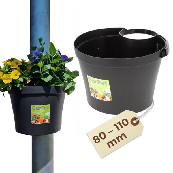 GarPet Fallrohr-Blumentopf mit einem Volumen von 3,6 Litern, einer Breite von 22 Zentimetern und einer Höhe von 15 Zentimetern.