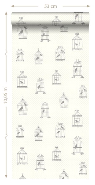 Tapetenrolle mit Vogelkäfigmuster, 53 cm breit und 10,05 m lang