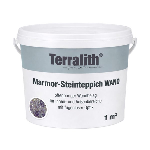 Terralith Marmor-Steinteppich Wandbelag für Innen- und Außenbereiche, offenporig, 1 Quadratmeter.