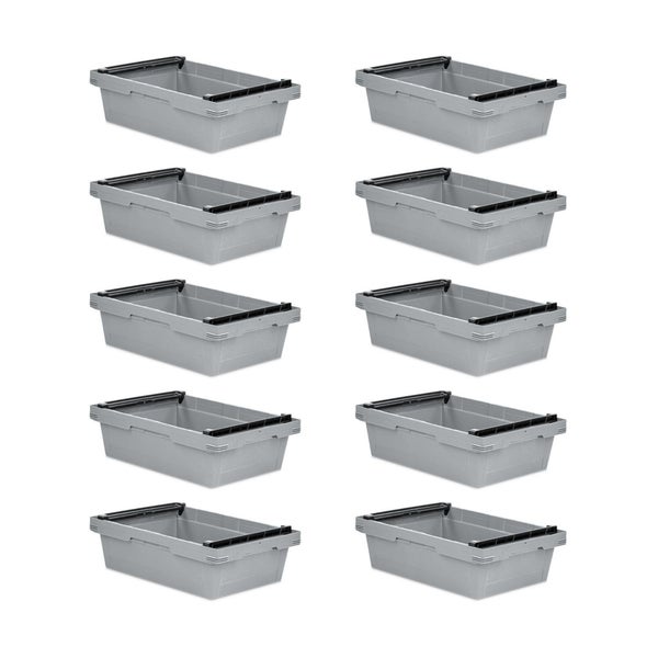 PROREGAL SuperSparSet 10x Conical Mehrweg-Stapelbehälter mit Stapelbügel Grau HxBxT 17,3 x 40 x 60 cm 29 Liter Lagerbox Eurobox Transportbox