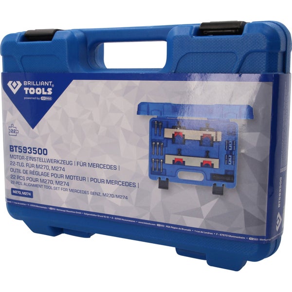 Brilliant Tools Motor Einstellwerkzeug für Mercedes M270 und M274 in blauer Werkzeugkassette