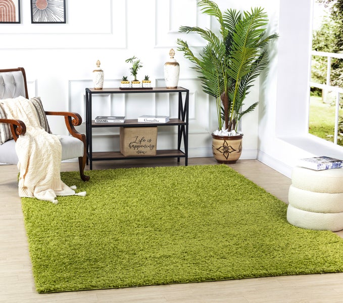 Moderner Hochfloriger Shaggy Teppich Grün 160x220 cm LILLY