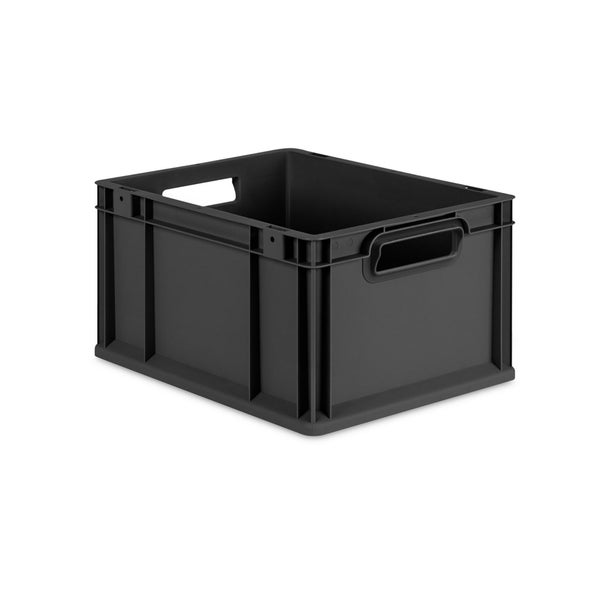 Eurobox NextGen Grip, HxBxT 22x30x40cm, 20 Liter, Griffe offen, Schwarz, Eurobehälter, Transportbox, Transportbehälter, Stapelbehälter