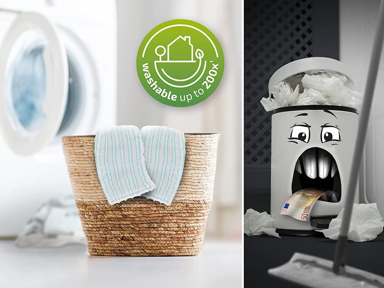 Leifheit 2er Set Wischbezug Clean Twist M Ergo micro duo, für alle glatten Böden, Bodenwischer Ersatzbezug mit 2-Faser-System für ideale Schmutzaufnahme, Mikrofaser Bezug für Fliesen und Laminat