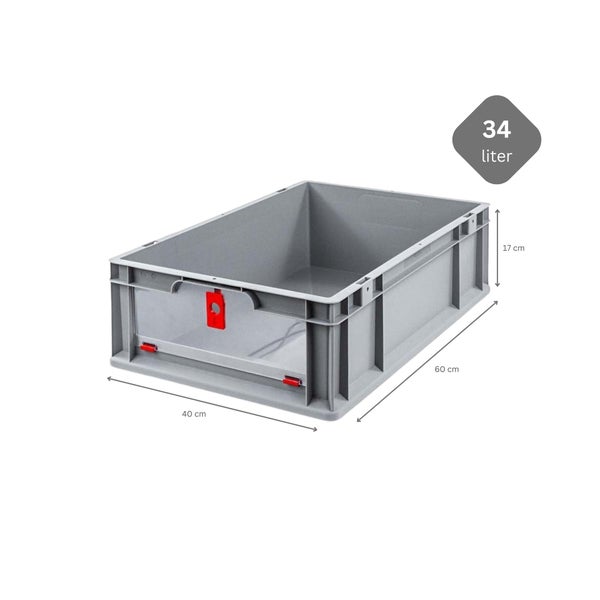 PROREGAL Eurobox NextGen Insight Cover HxBxT 17 x 40 x 60 34 Liter Niedrig/Rot Eurobehälter Transportbox