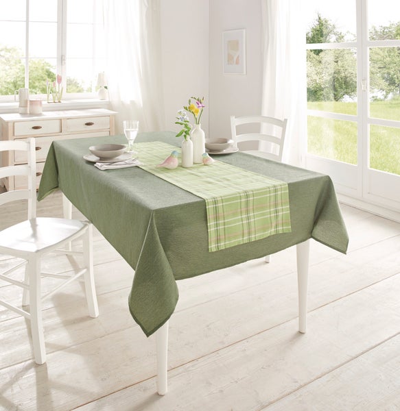 FRANK FLECHTWAREN | Tafeldecke Waldgrün, POLYESTER, BAUMWOLLE, 135 x 240 cm