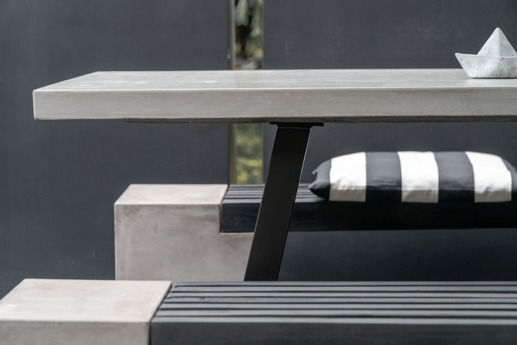 Novum Esstisch Betontisch 200x90x75 cm Stahlgestell schwarz