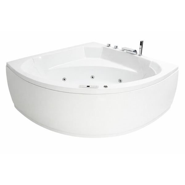 Eckbadewanne mit Whirlpoolfunktion und Armatur
