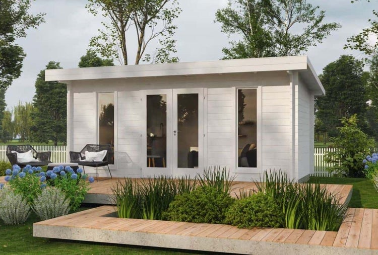 Alpholz Schwedenhaus Liv Gartenhaus aus Holz, Holzhaus mit 34 mm Wandstärke, Blockbohlenhaus mit Montagematerial, Naturbelassen 5,3x3m