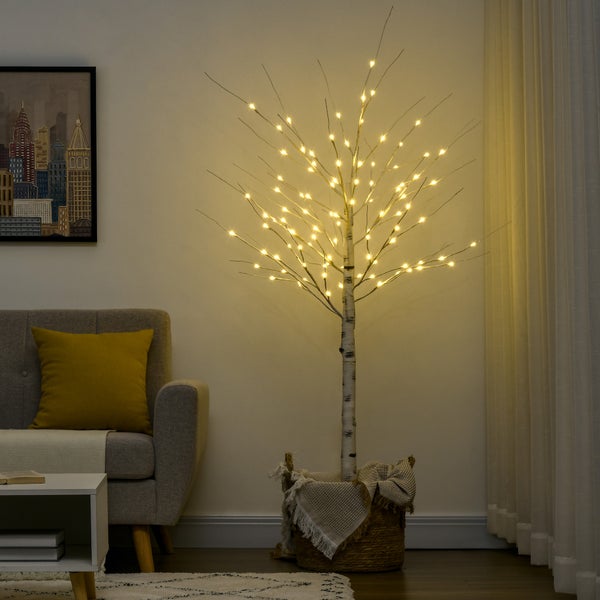 HOMCOM 180 cm Kunstbaum, 22L x 22B x 180H cm, Kunststoff, Weiß