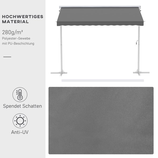 Outsunny Standmarkise, 300cm x 295cm x 255cm, Metall+Polyester, Grau