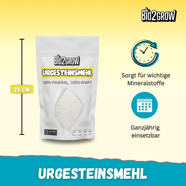 Bio2grow Urgesteinsmehl mineralisch 1 Kg – Natürlicher Bodenverbesserer & Pflanzenstärker – Mineralstoffreich für Garten, Beete & Topfpflanzen – Nachhaltig & ohne Chemie