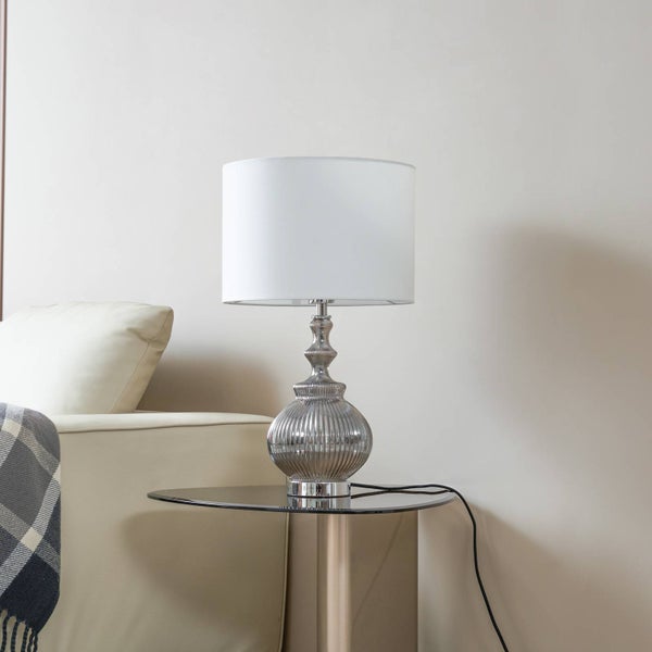 Lindby Tischlampe Loraine (Skandinavisch) in Weiß aus Textil (1 flammig, E27) - Tischleuchte Schreibtischlampe Nachttischlampe Wohnzimmerleuchte