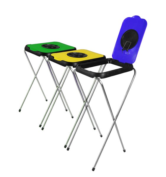 3x Müllsackständer SwingFix GELB GRÜN BLAU 120L Blauer Gelber Sack Einer Mülleimer Müllbeutelständer Müllsackhalter 120L