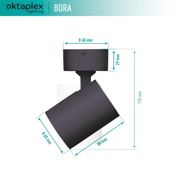 Bora Deckenstrahler GU10 LED Spotleuchte 230V 1-flammig schwenkbar Deckenleuchte schwarz modernes Design Decken- Wandmontage