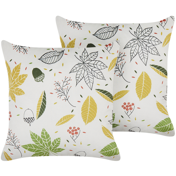 Dekokissen 2er Set MULLEIN Samtstoff 45 x 45 cm Bunt Pflanzenmuster