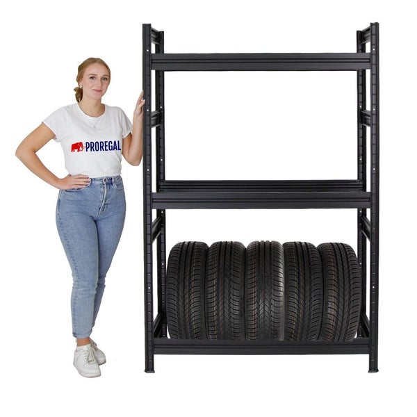 PROREGAL Mega Deal 2x Reifenregal Dino HxBxT 180 x 120 x 50 cm Fachlast 150 kg bis zu 24 Reifen Schwarz