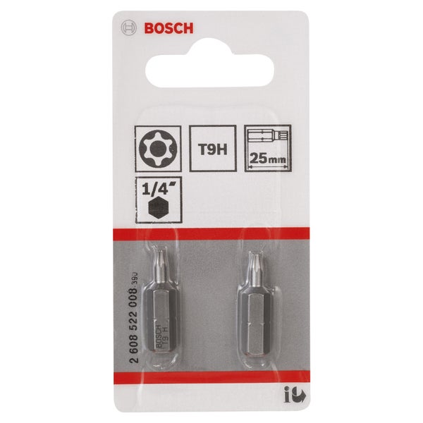 Bosch 2x Security-Torx-Schrauberbit Extra-Hart, T9H, 25 mm - 2608522008