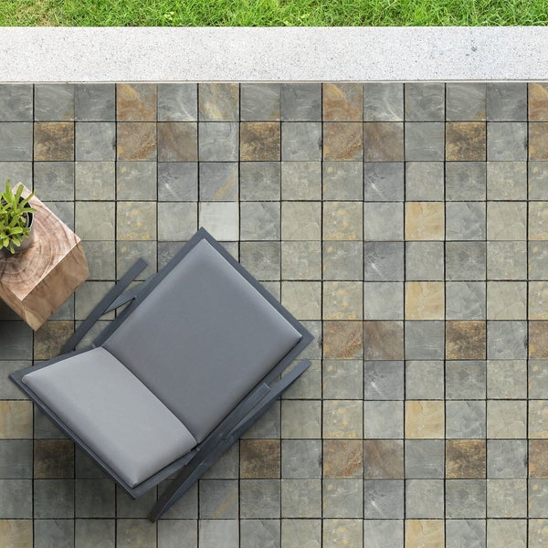 FLOORDIREKT Klickfliese Naturstein - Wetterbeständige Terrassenfliese - 30 x 30 cm