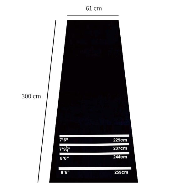 HOMCOM Dartmatte, Gummimatte, 300L x 61B x 0,3T cm, Gummi, Schwarz