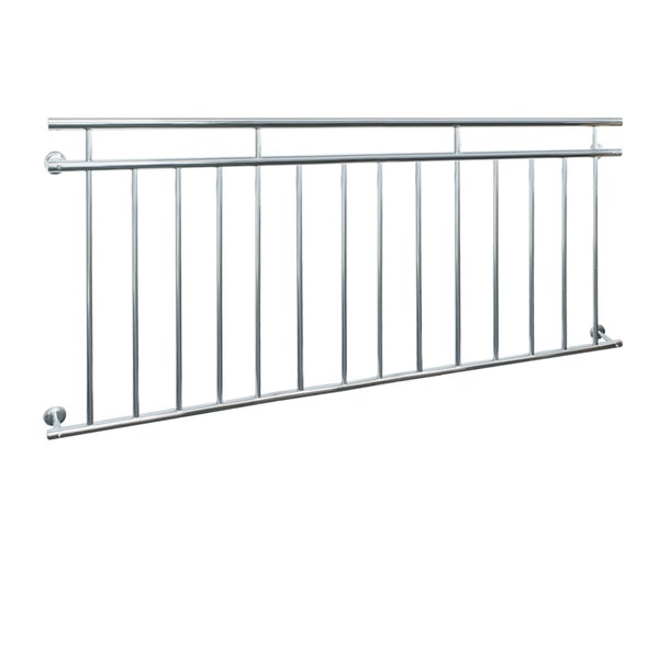 ECD Germany Französischer Balkon 90x184 cm mit 14 Füllstäben, Silber glänzend, aus Edelstahl, Balkongeländer Stabgeländer Balkonbrüstung Balkongitter Fenstergeländer Außen Fenstergitter Fensterschutz