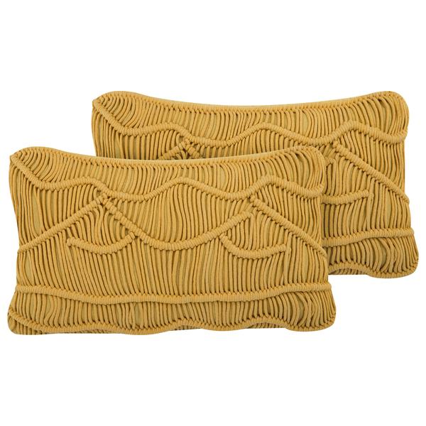 Dekokissen 2er Set KIRIS Baumwolle 30 x 50 cm Gelb Geometrisches Muster