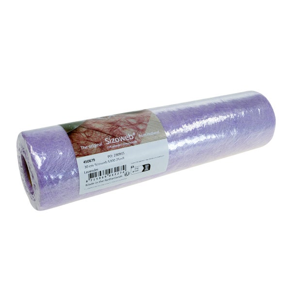 Rolle Sizoweb Tischläufer in Lavendel, 30 Zentimeter breit, aus Polyester und Polyamid.