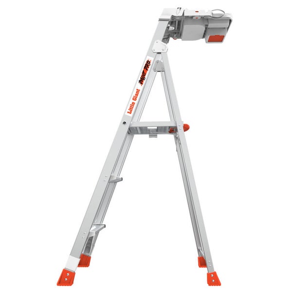 Little Giant Paint Pro Stufenstehleiter aus Aluminium mit Arbeitsplattform und Ablageschale.