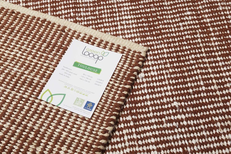 Kelim Teppich Rotbraun Beige aus Jute & Wolle Toulouse Green Looop 160x230 cm