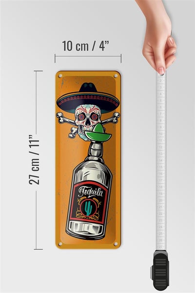Blechschild Spruch Totenkopf Tequila 10x27cm Dekoration