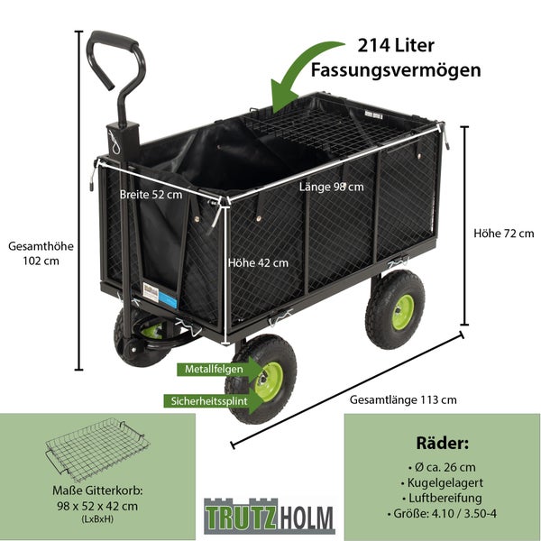 Bollerwagen mit den Maßen und Details