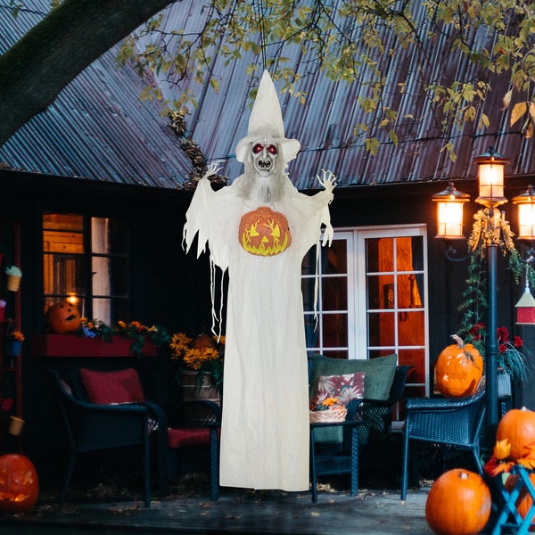 HOMCOM Halloween Dekoration, 60L x 18B x 183H cm, Polyester, PE, Stahl, Weiß