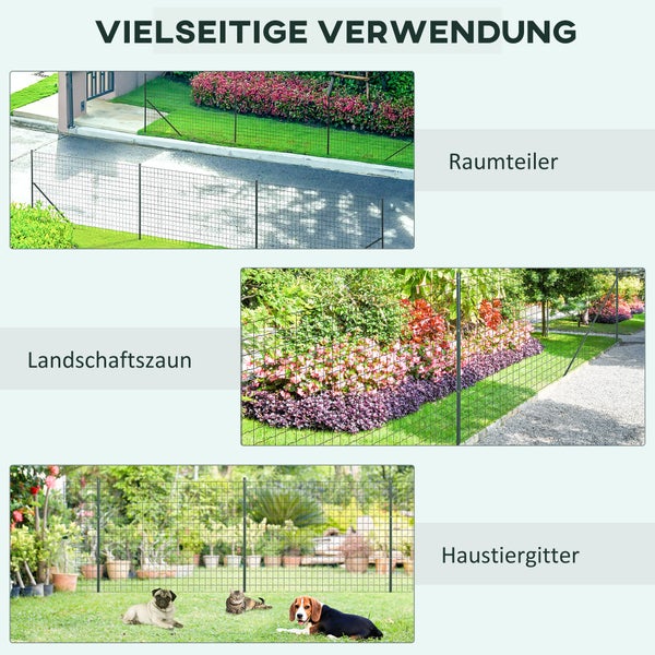 Outsunny Gartenzaun, Drahtzaun, 10 x 1,68 m, Stahl, Grün