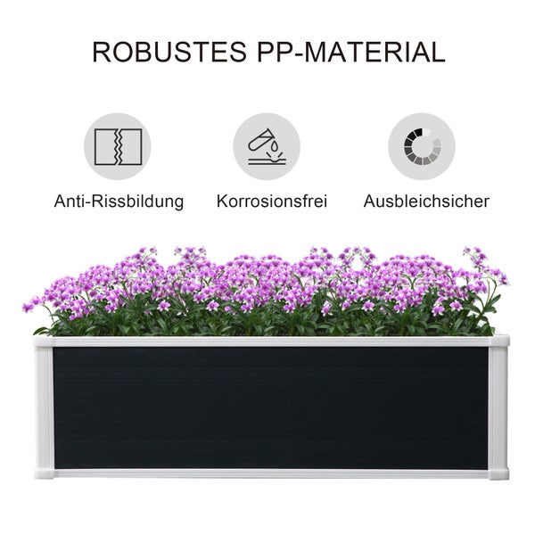 Outsunny Hochbeet, 100L x 80B x 30H cm, Kunststoff, grau