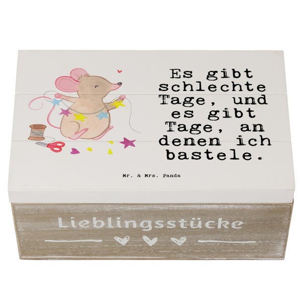 Mr. & Mrs. Panda 19 x 12 cm Holzkiste Maus Basteln - Weiß