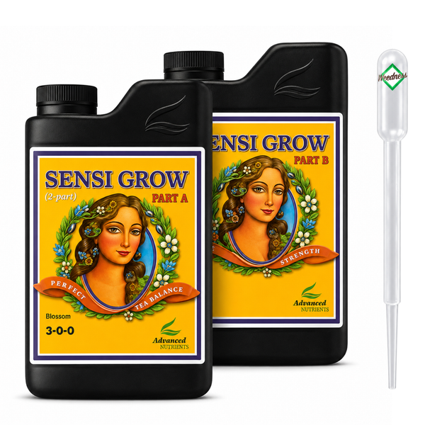 Advanced Nutrients Sensi Grow A und B Pflanzennahrung im Set mit Pipette zur Nährstoffversorgung von Pflanzen.