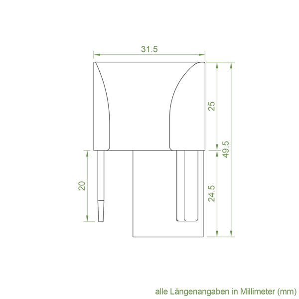 Technische Zeichnung eines Möbelgleiters mit Maßangaben in Millimetern